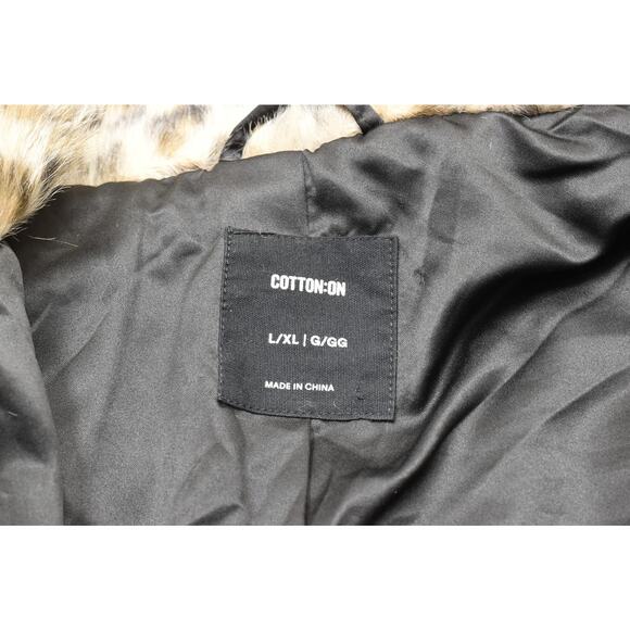 Cotton On Women's Leopard Print Faux Fur Jacket Size L/XL Plushy - Picture 7 of 8